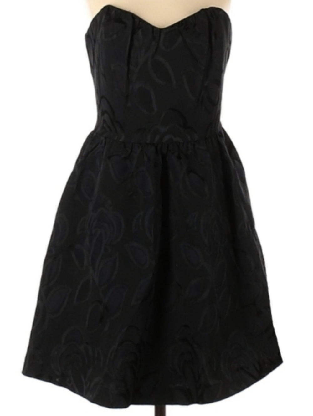 Elegant Goth Glam Black Damask Strapless Dress LBD Mini Full Skirt Party Event
